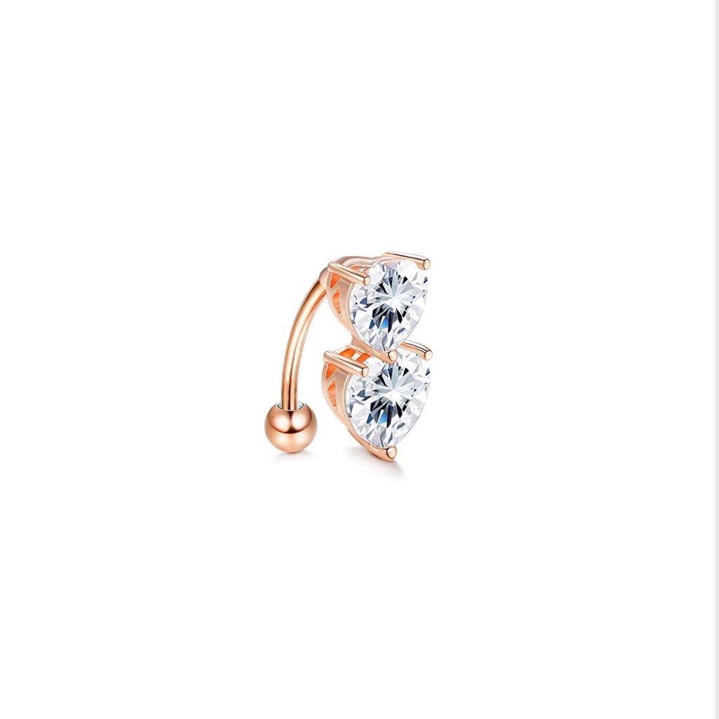 New Rose Gold Cz Reverse Dangle Belly Ring